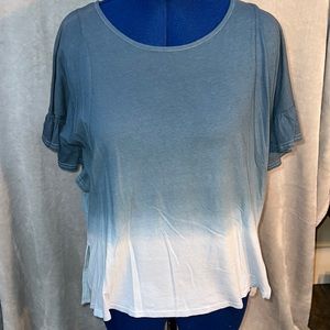 Umgee Oversized Top White/Blue Ombré Linen - New
